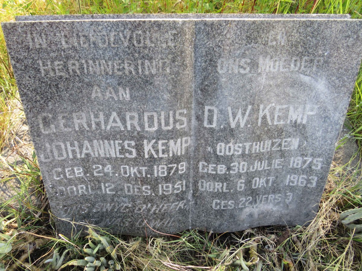KEMP Gerhardus Johannes 1879-1951 & D.W. OOSTHUIZEN 1875-1963