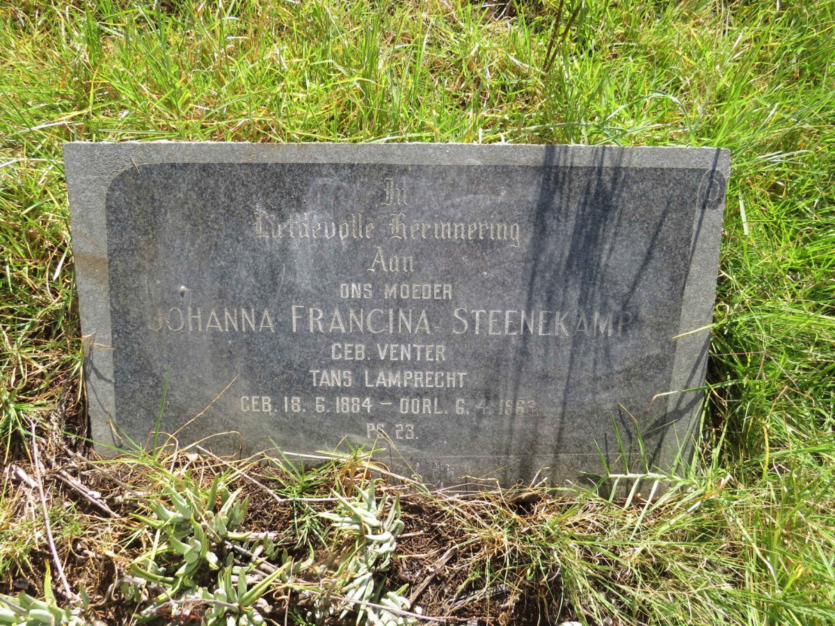 LAMPRECHT Johanna Francina voorheen STEENEKAMP nee VENTER 1884-1963