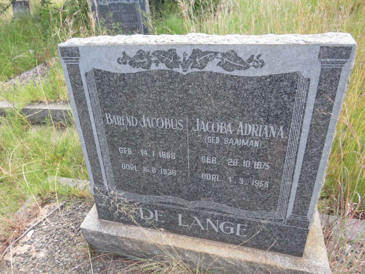 LANGE Barend Jacobus, de 1868-1938 & Jacoba Adriana SAAIMAN 1875-1955