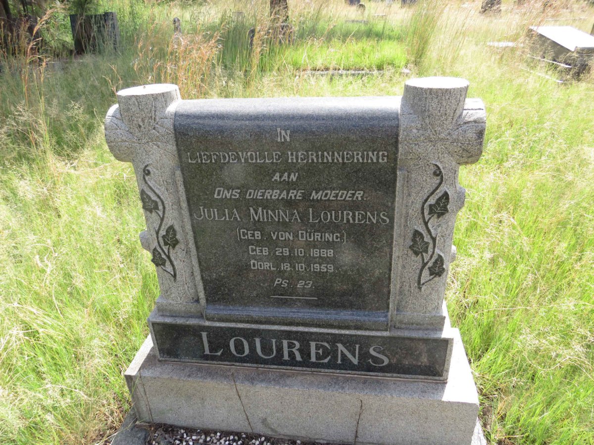 LOURENS Julia Minna nee VON DURING 1888-1959