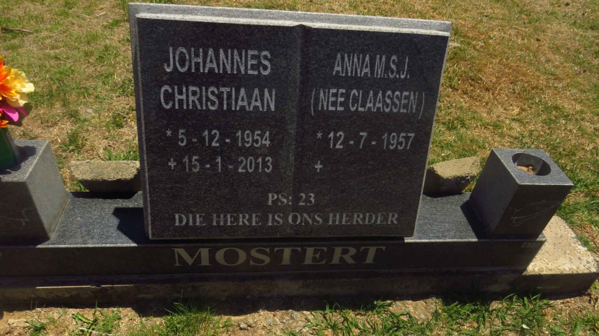 MOSTERT Johannes Christiaan 1954-2013 & Anna M.S.J. CLAASSEN 1957-