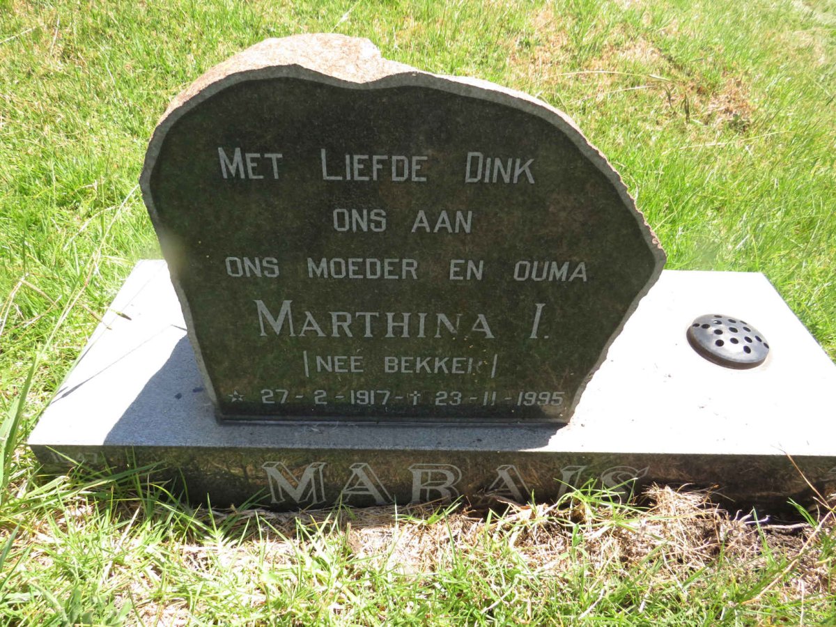 MARAIS Martha I. nee BEKKER 1917-1995