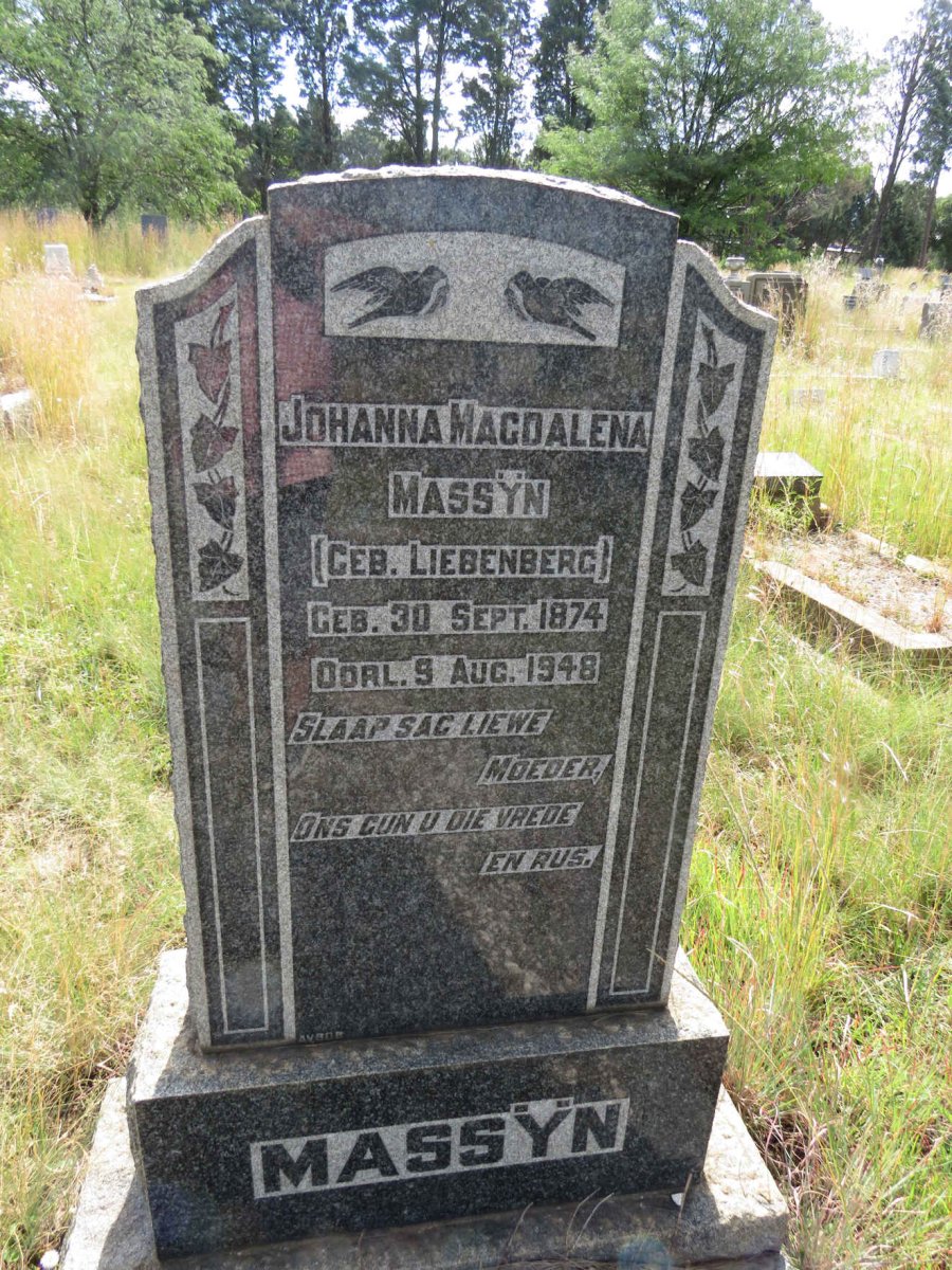 MASSYN Johanna Magdalena nee LIEBENBERG 1874-1948