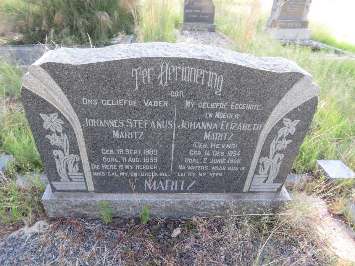 MARITZ Johannes Stefanus 1889-1959 & Johanna Elizabeth HEYNS 1894-1956