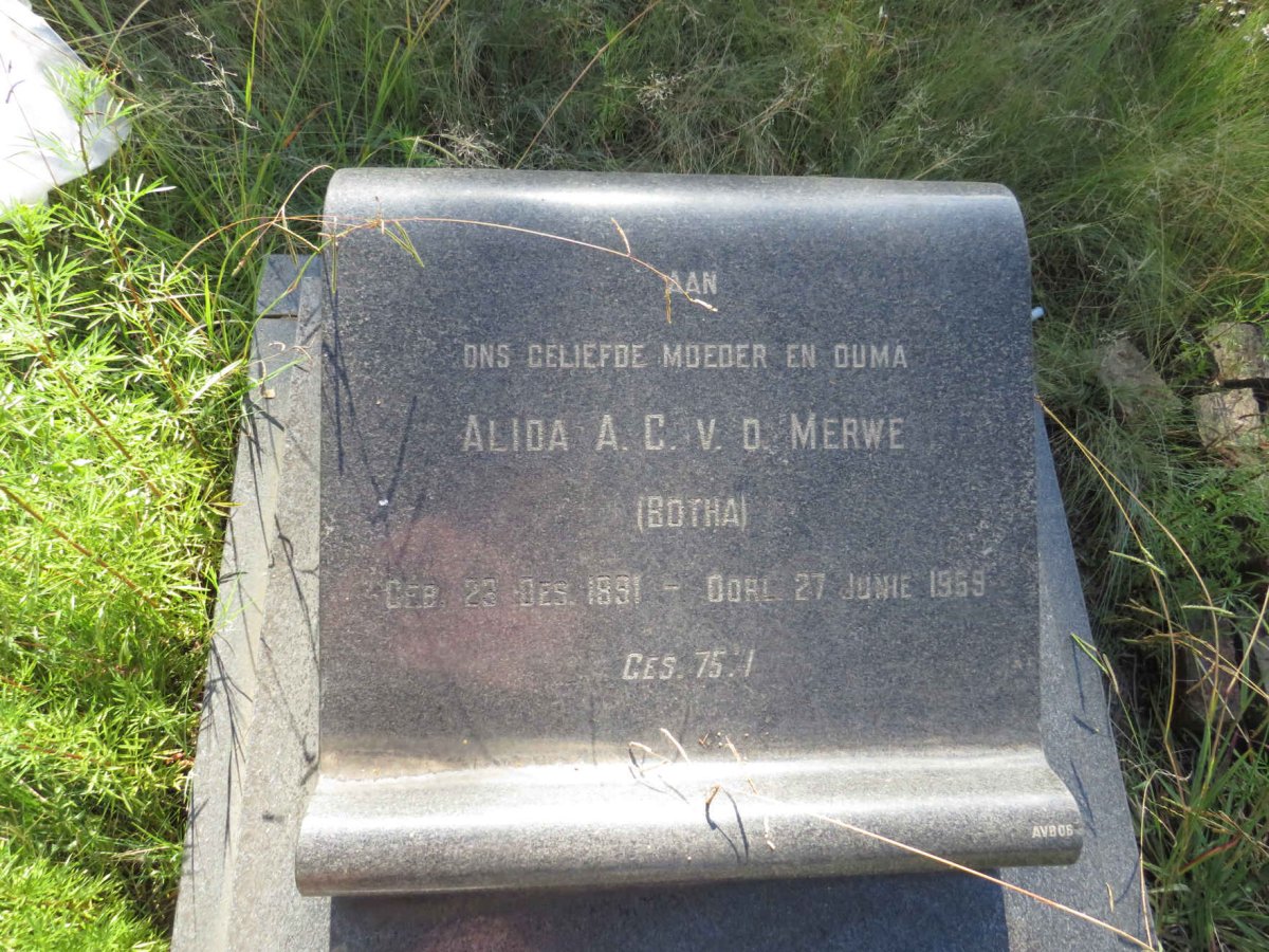 MERWE Alida A.C., v.d. nee BOTHA 1891-1969 