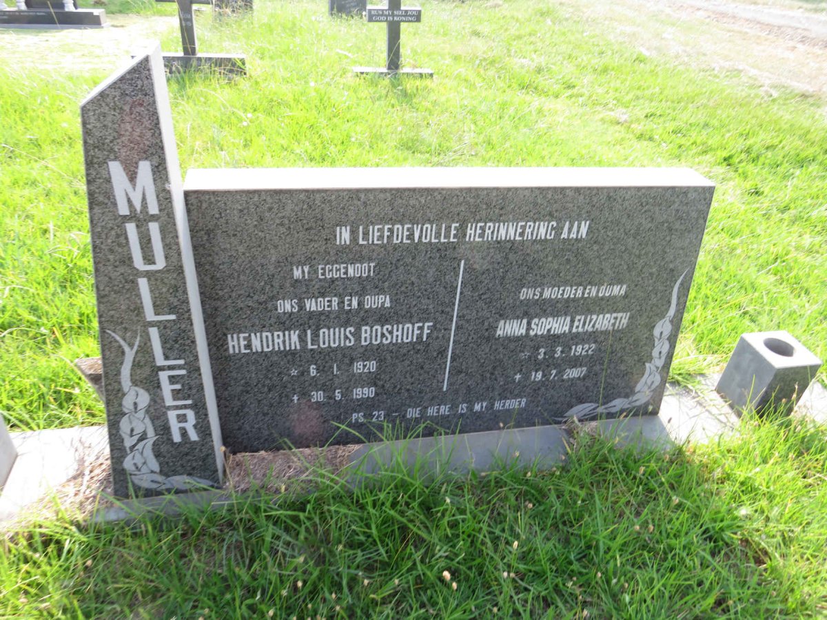 MULLER Hendrik Louis Boshoff 1920-1990 & Anna Sophia Elizabeth 1922-2007