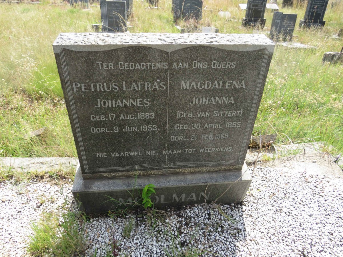 MOOLMAN Petrus Lafras Johannes 1883-1953 & Magdalena Johanna VAN SITTERT 1895-1969