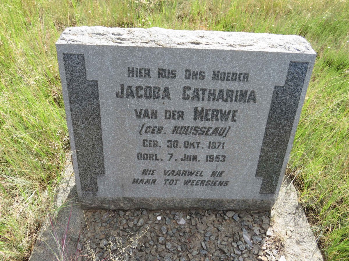MERWE Jacoba Catharina, van der nee ROUSSEAU 1871-1953