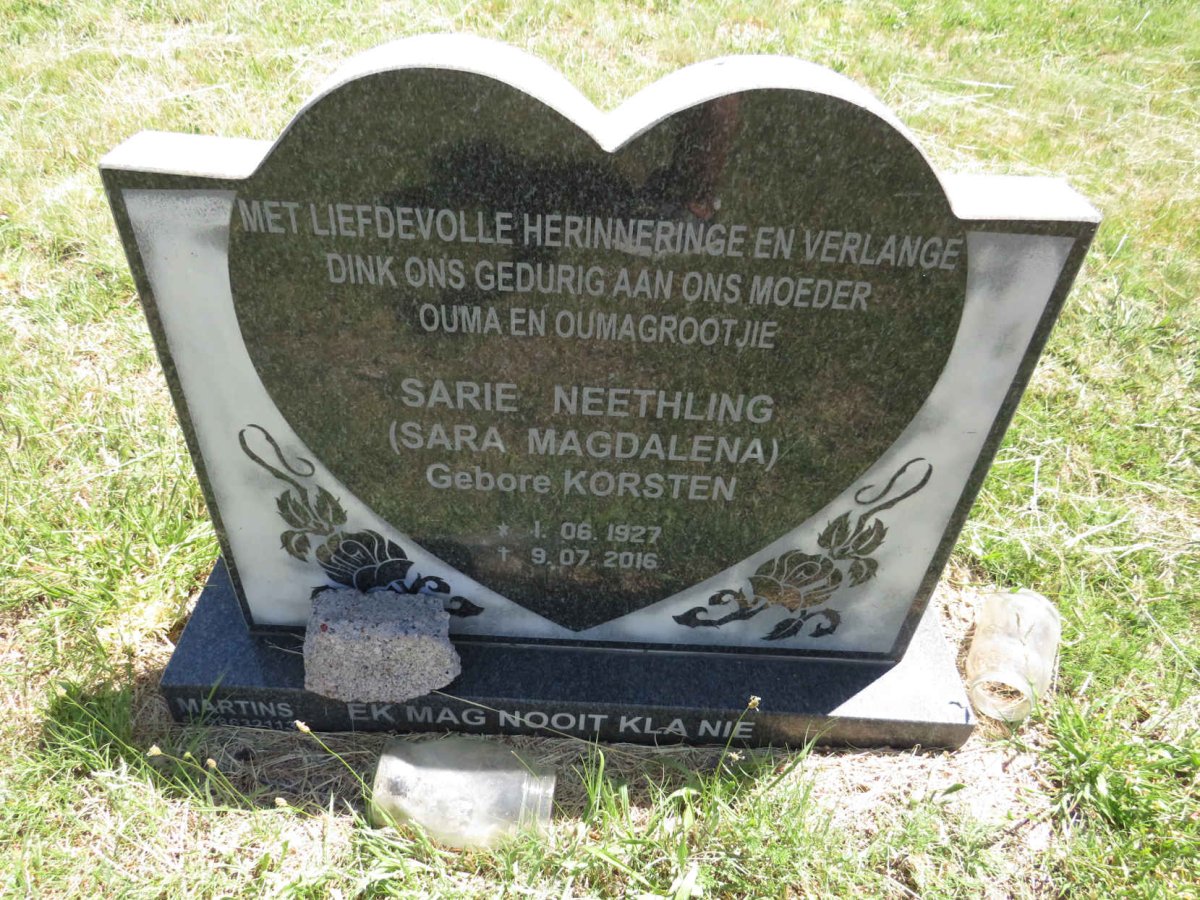 NEETHLING Sara Magdalena nee KORSTEN 1927-2016