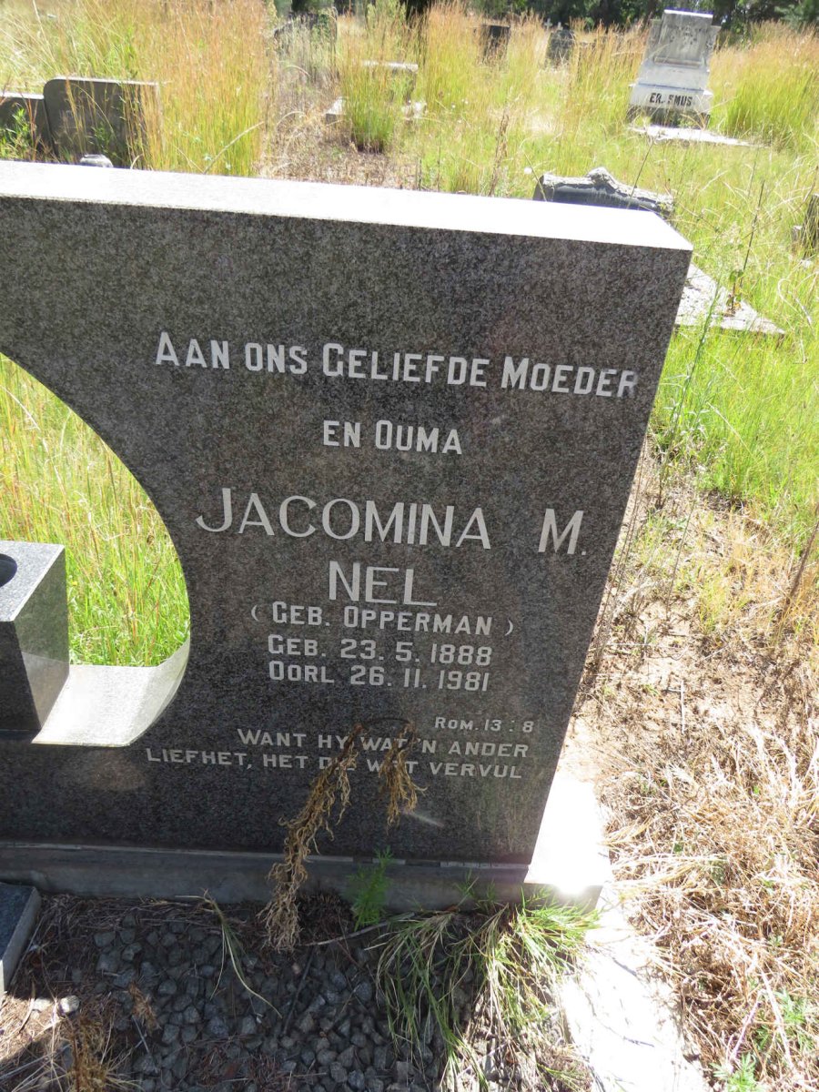 NEL Jacomina M. nee OPPERMAN 1888-1981 