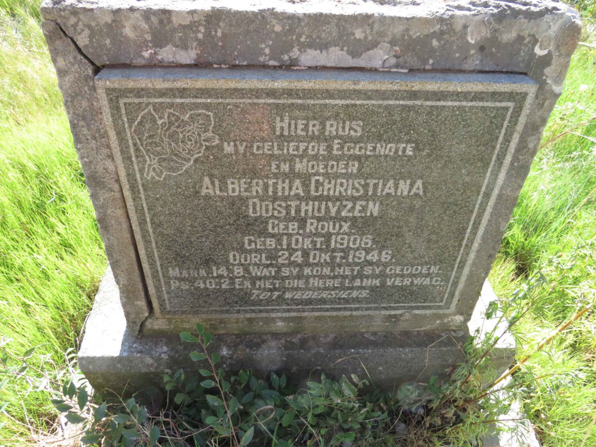 OOSTHUYZEN Albertha Christiana nee ROUX 1906-1946