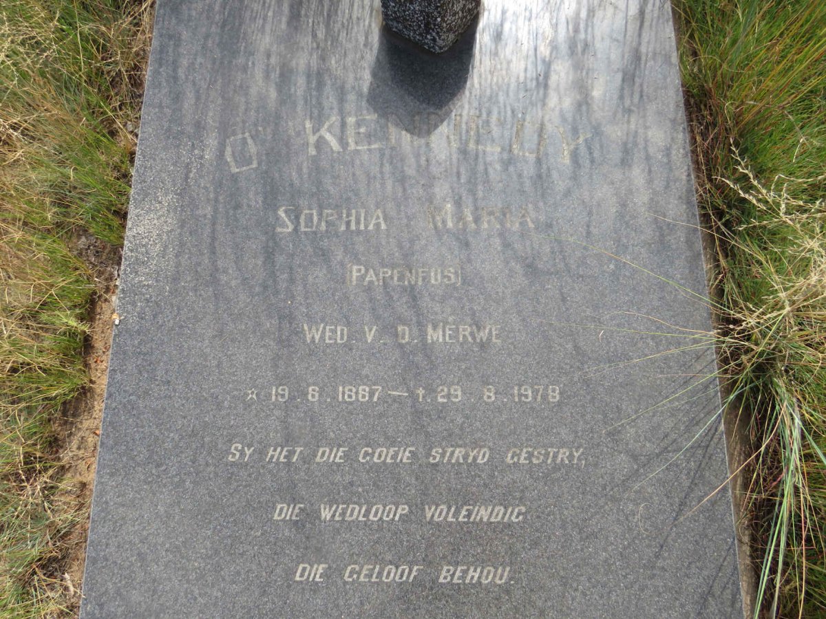 O'KENNEDY Sophia Maria voorheen V.D. MERWE nee PAPENFUS 1887-1978 