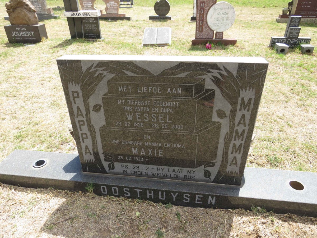 OOSTHUYSEN Wessel 1926-2000 & Maxie 1929-
