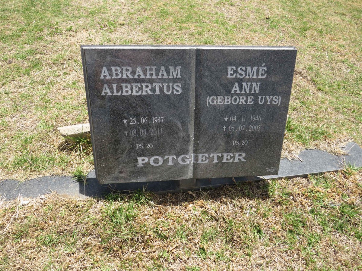 POTGIETER Abraham Albertus 1947-2011 & Esme Ann UYS 1946-2005