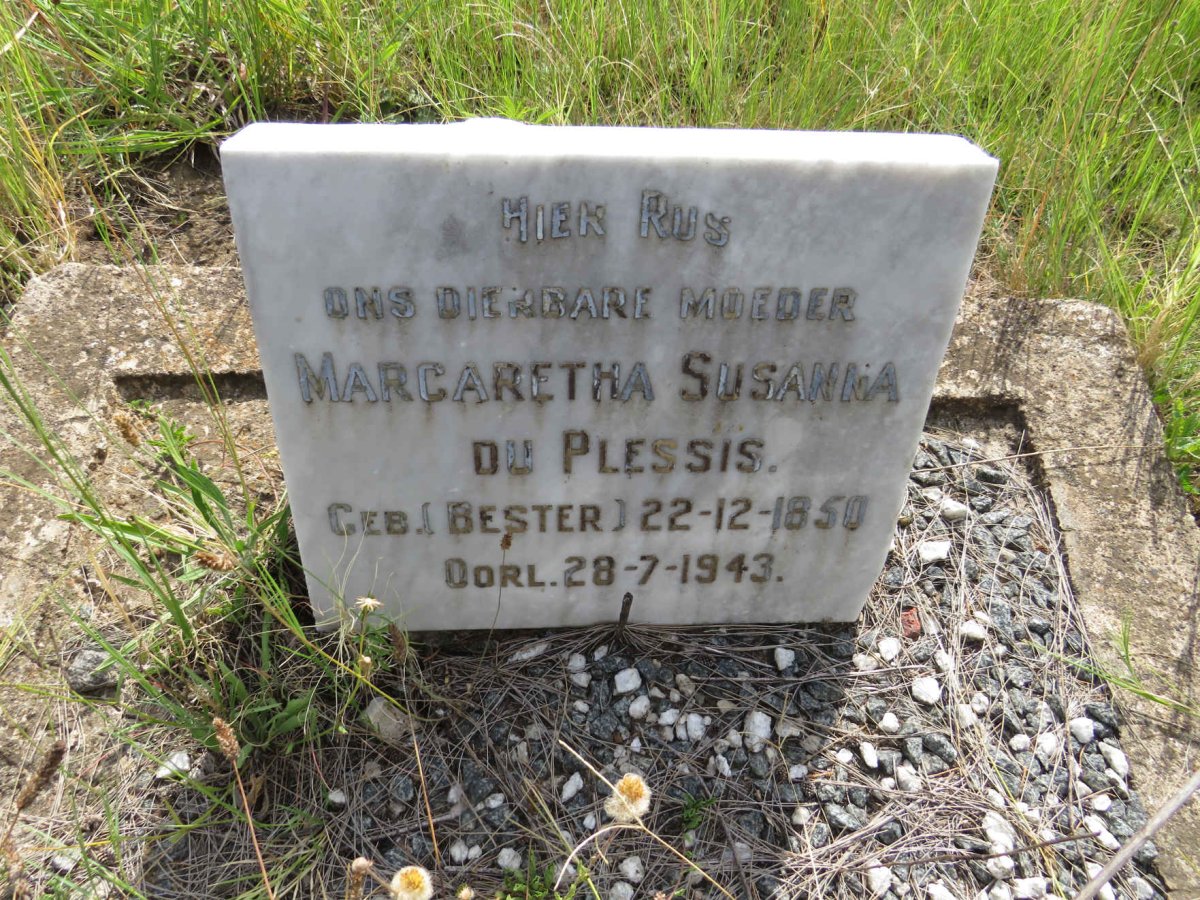 PLESSIS Margaretha Susanna, du nee BESTER 1850-1943