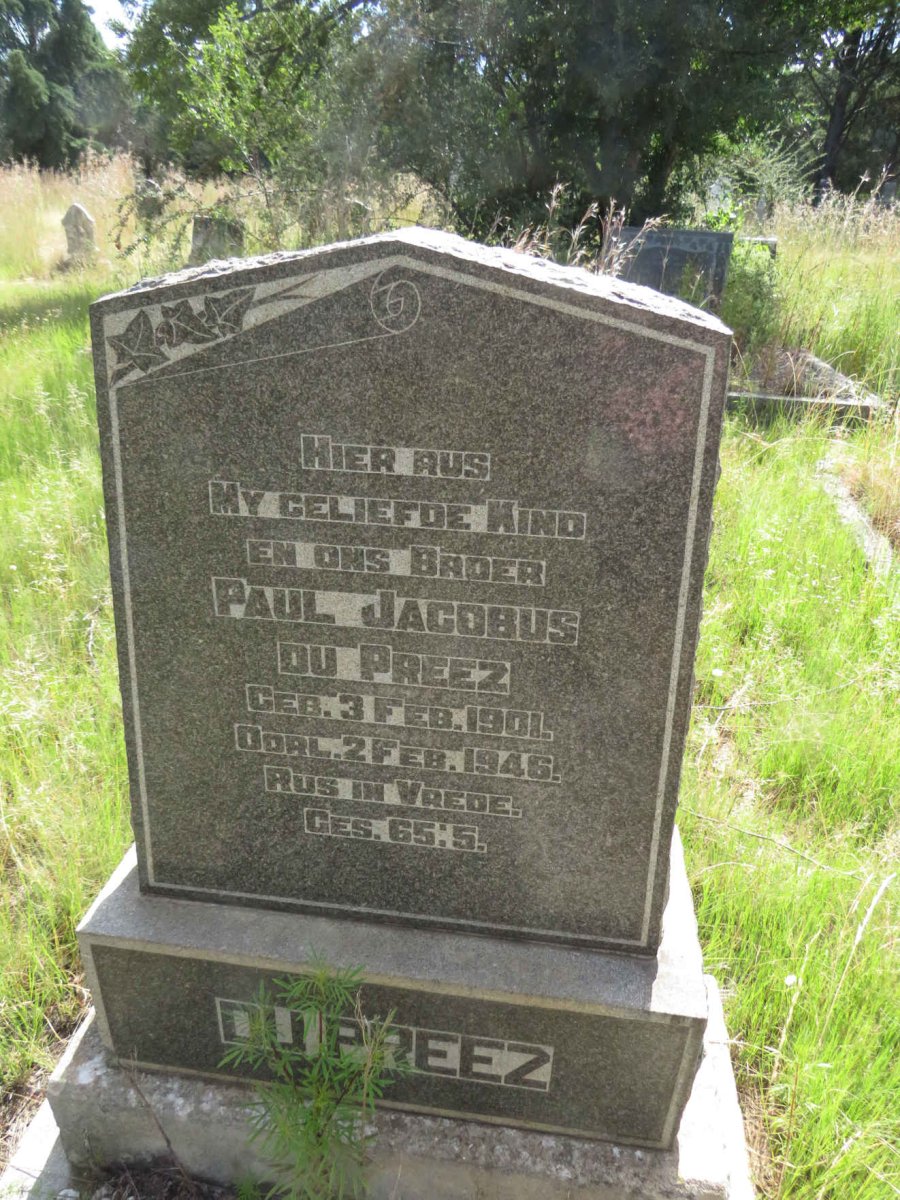 PREEZ Paul Jacobus, du 1901-1946 