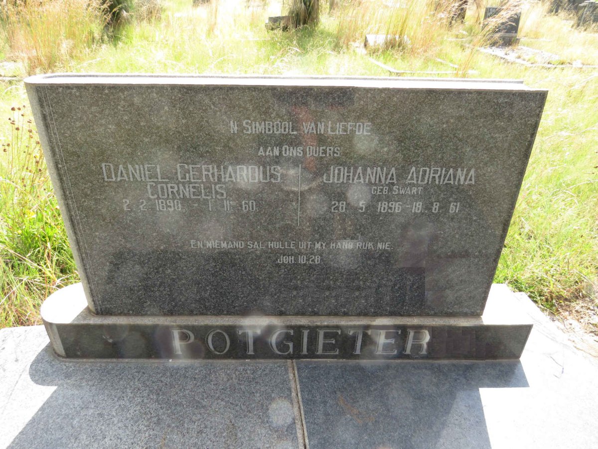 POTGIETER Daniel Gerhardus Cornelis 1890-1960 & Johanna Adriana SWART 1896-1961