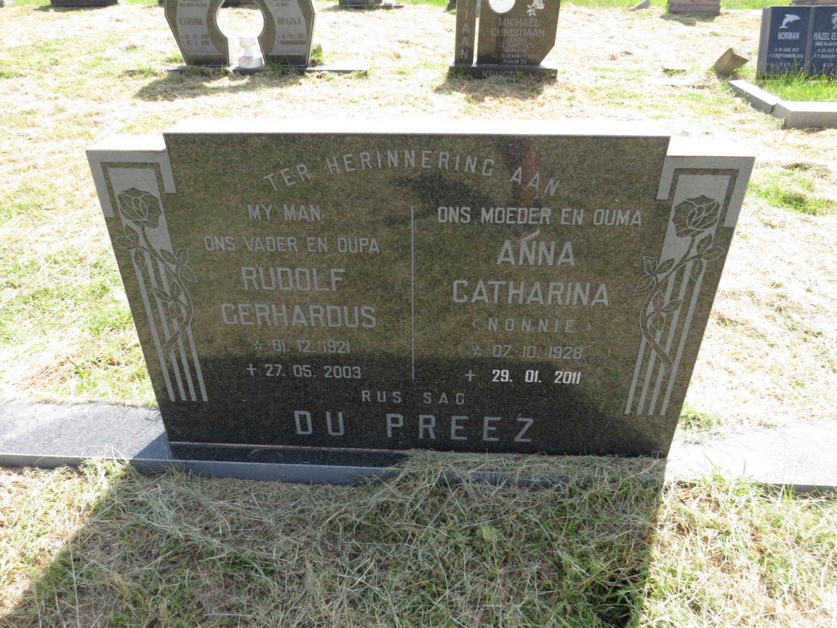 PREEZ Rudolf Gerhardus, du 1921-2003 & Anna Catharina 1928-2011