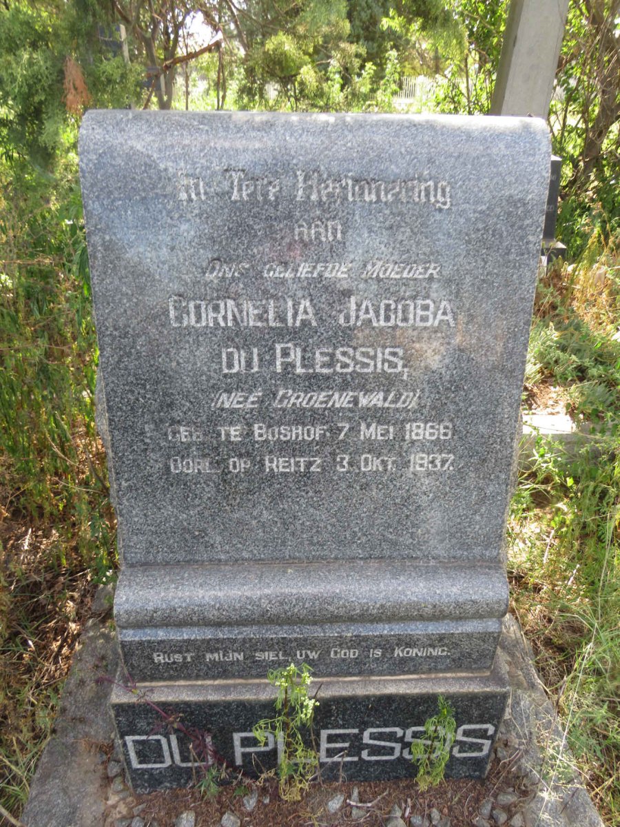 PLESSIS Cornelia Jacoba, du nee GROENEWALD 1866-1937