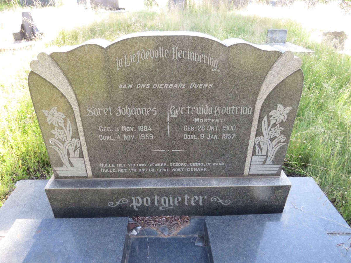 POTGIETER Sarel Johannes 1884-1959 & Gertruida Woutrina nee MOSTERT 1900-1957