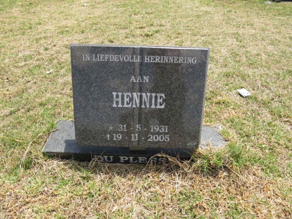 PLESSIS Hennie, du 1931-2005