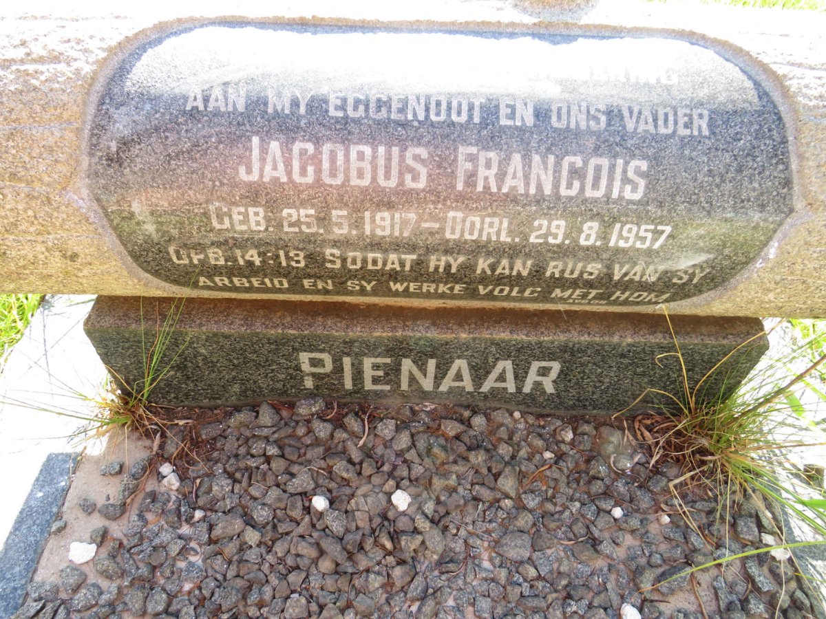 PIENAAR Jacobus Francois 1917-1957