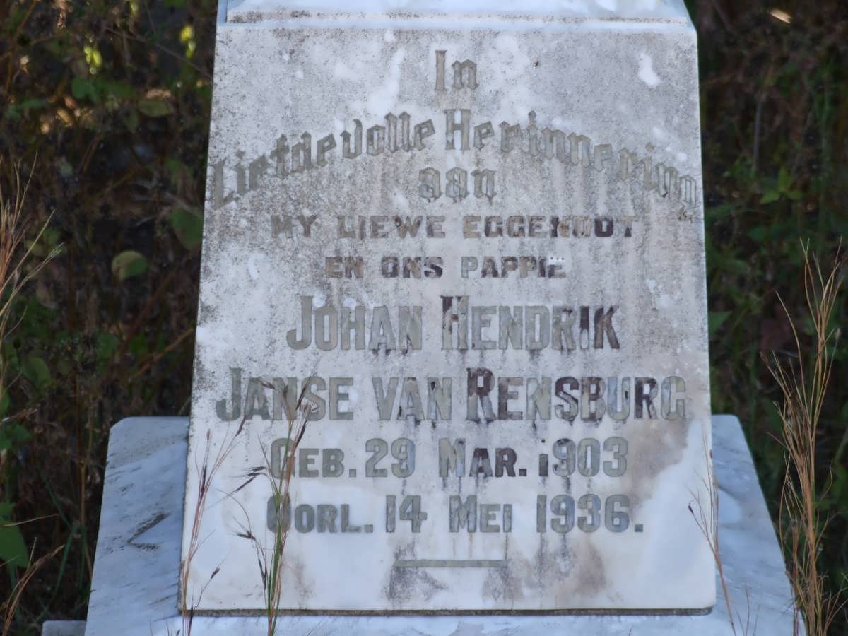 RENSBURG Johan Hendrik, Janse van 1903-1936 _2