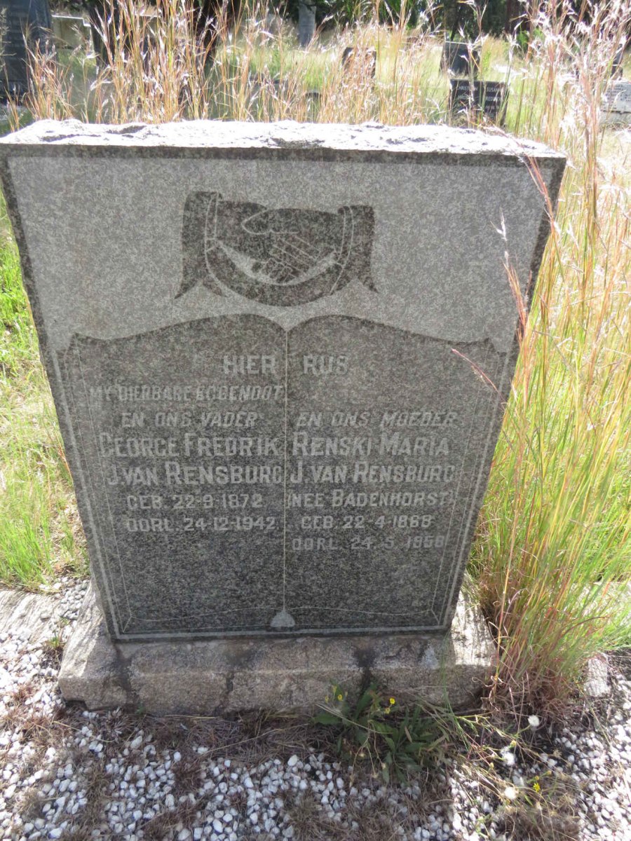 RENSBURG George Fredrik, J. van 1872-1942 & Renski Maria BADENHORST 1868-1958