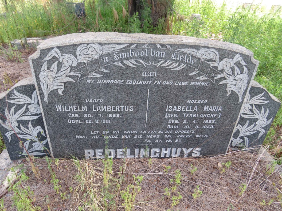 REDELINGHUYS Wilhelm Lambertus 1889-1961 & Isabella Maria TERBLANCHE 1892-1953