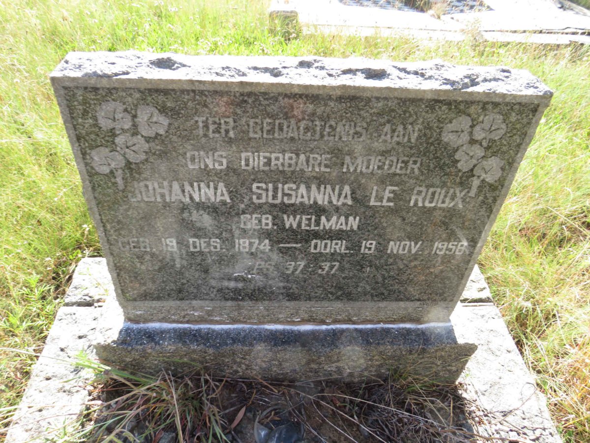 ROUX Johanna Susanna, le nee WELMAN 1874-1958
