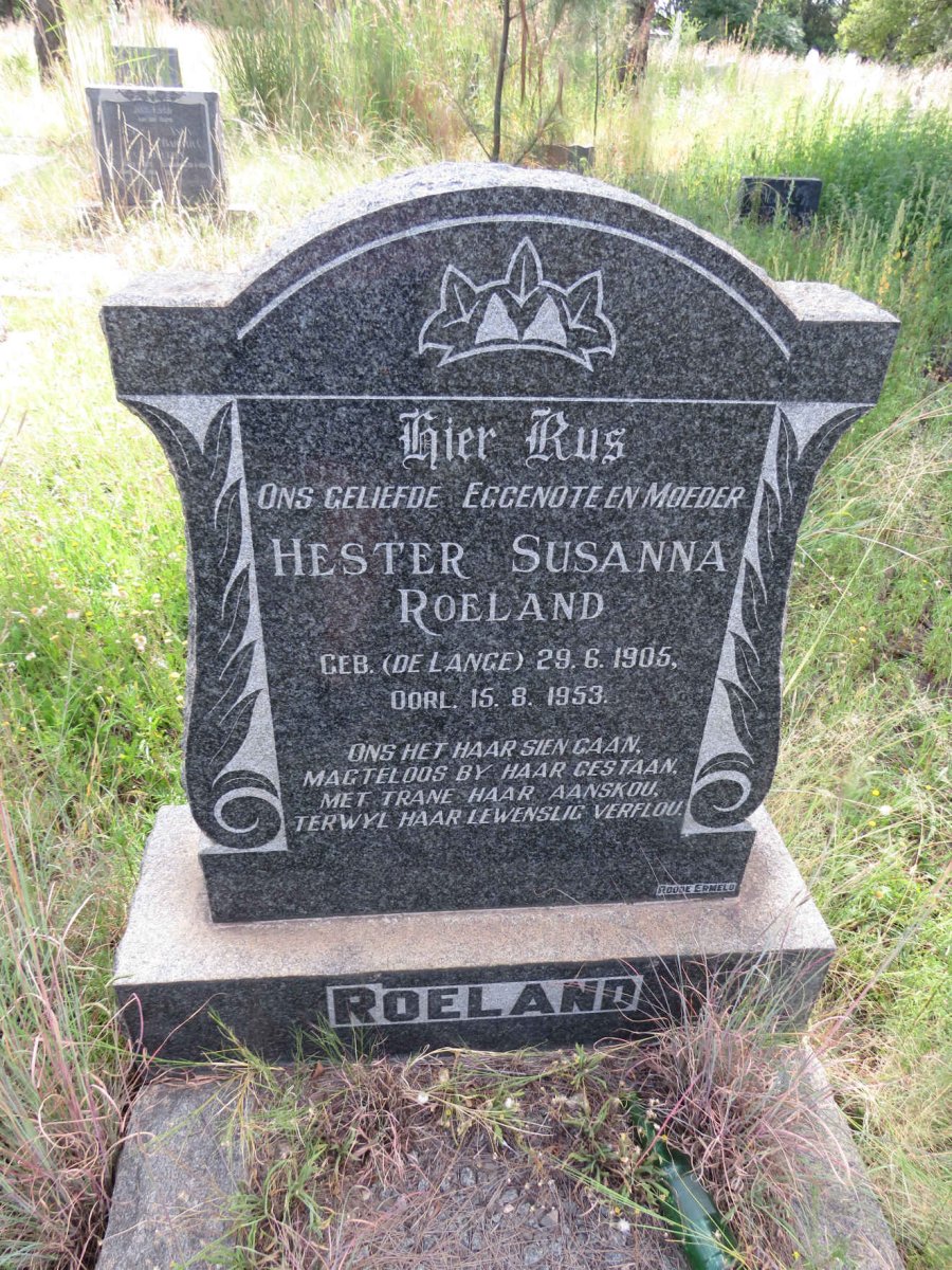ROELAND Hester Susanna nee DE LANGE 1905-1953