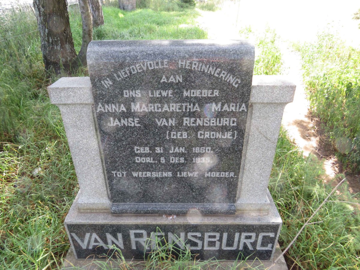RENSBURG Anna Margaretha Maria, Janse van nee CRONJE 1860-1935