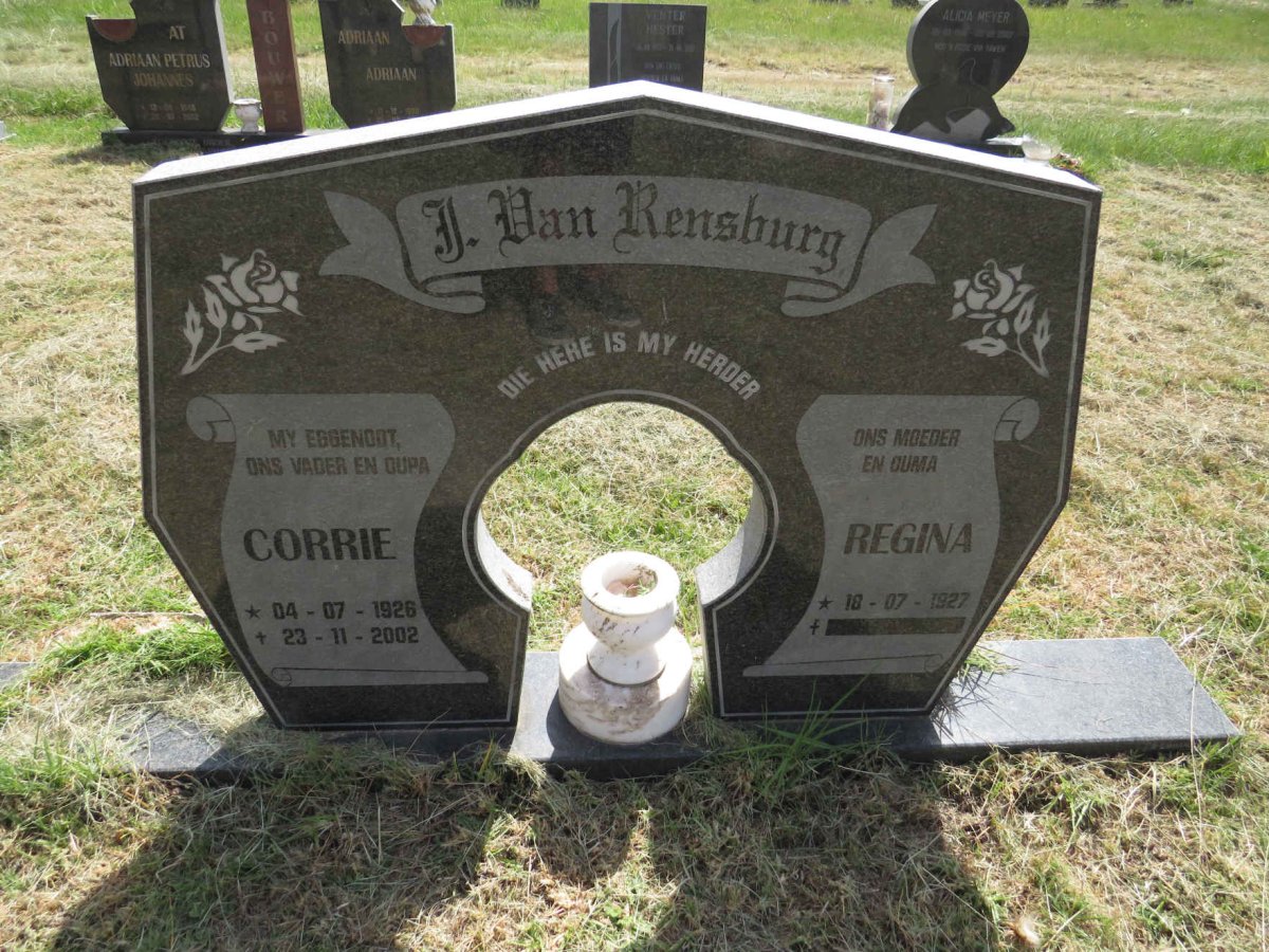 RENSBURG Corrie, J. van 1926-2002 & Regina 1927-