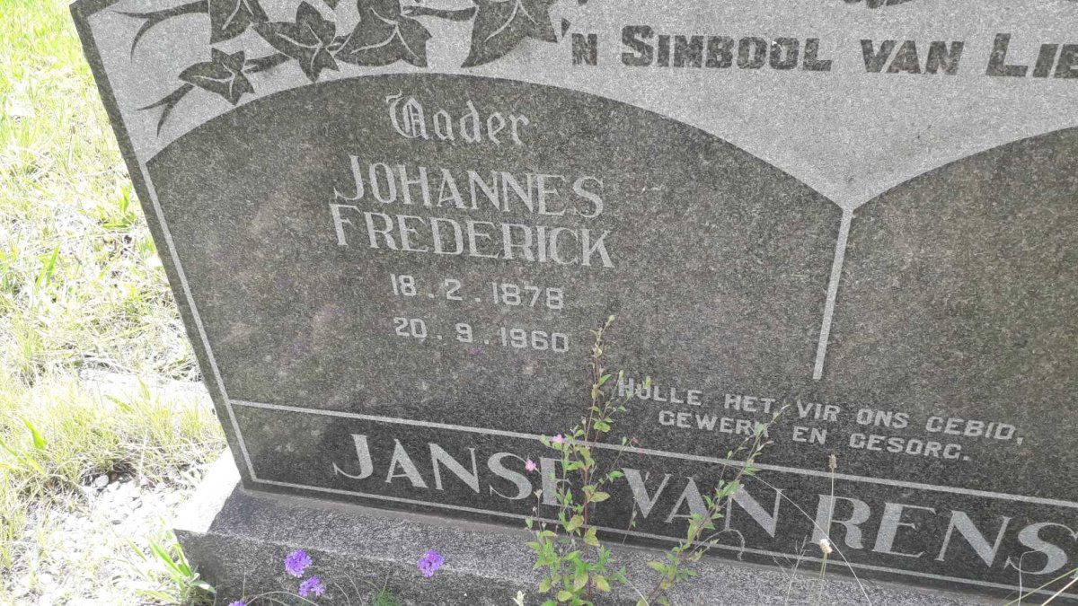 RENSBURG Johannes Frederick, Janse van 1878-1960 &amp; Regina Catharina KRIEL 1878-1955 _2