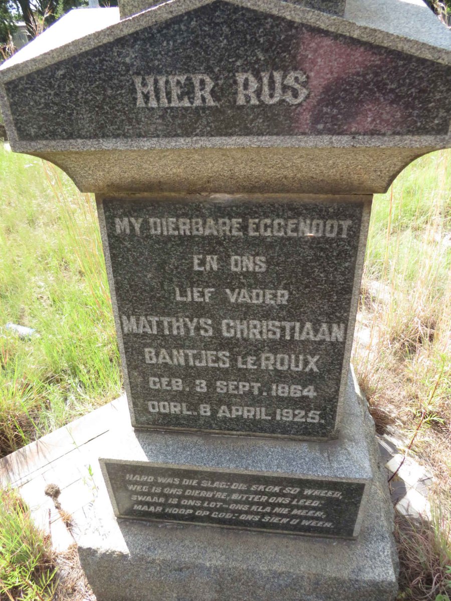 ROUX Matthys Christiaan Bantjes, le 1864-1925