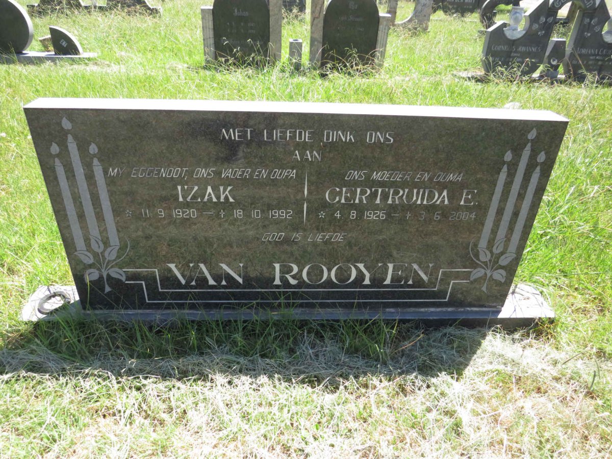ROOYEN Izak, van 1920-1992 & Gertruida E. 1926-2004