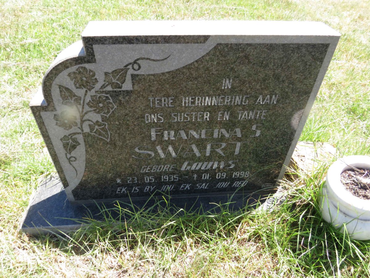 SWART Francina S. nee GOUWS 1935-1998