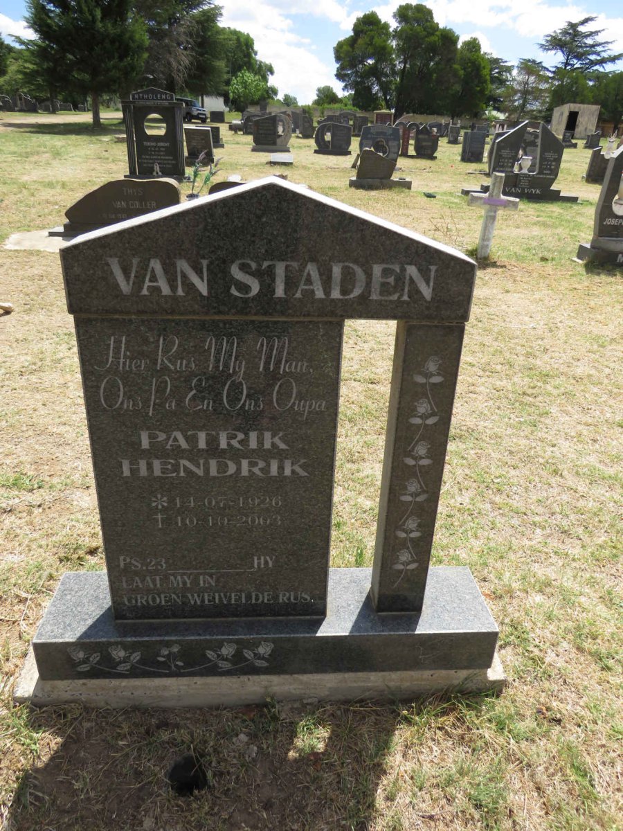 STADEN Patrik Hendrik, van 1926-2003