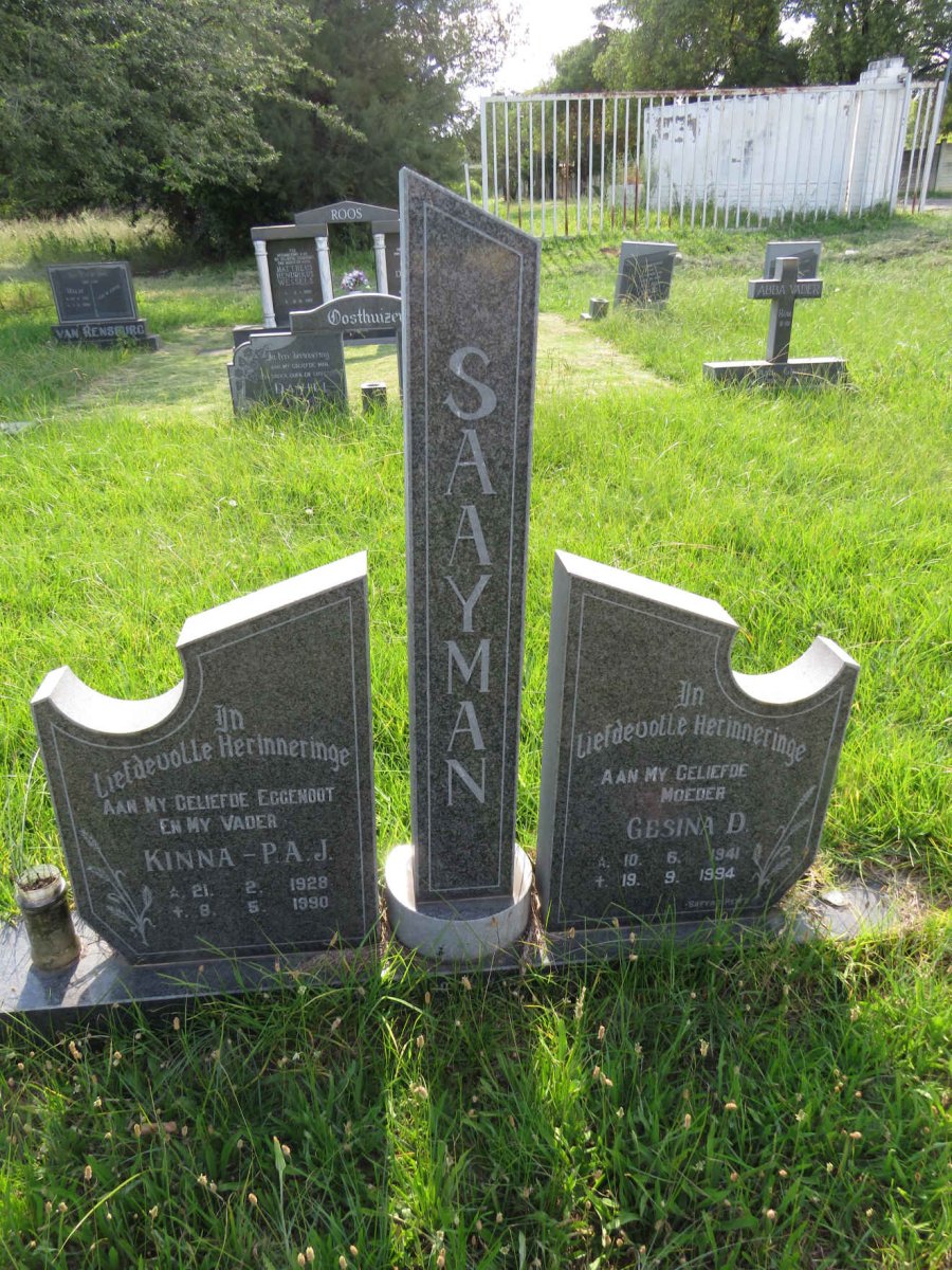 SAAYMAN P.A.J. 1928-1990 & Gesina D. 1941-1994