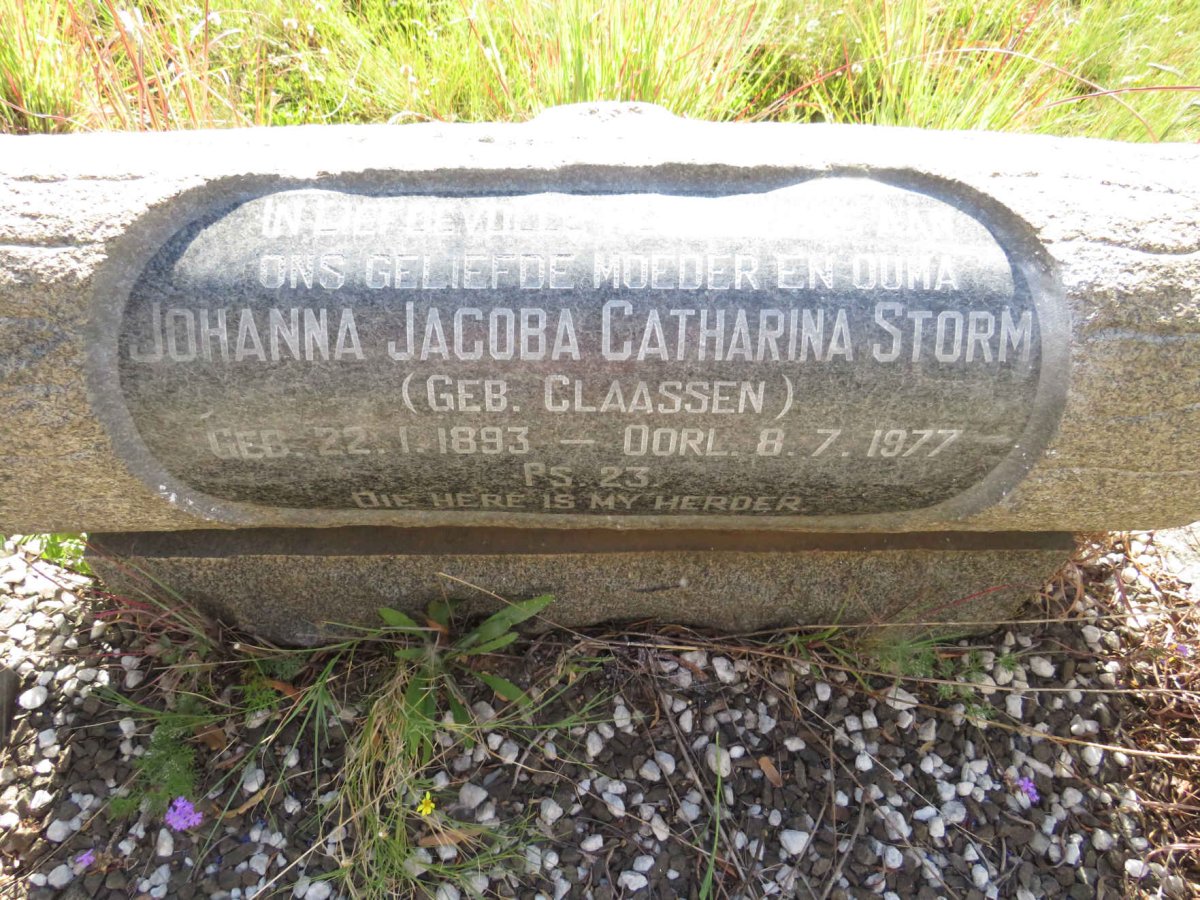 STORM Johanna Jacoba Catharina nee CLAASSEN 1893-1977