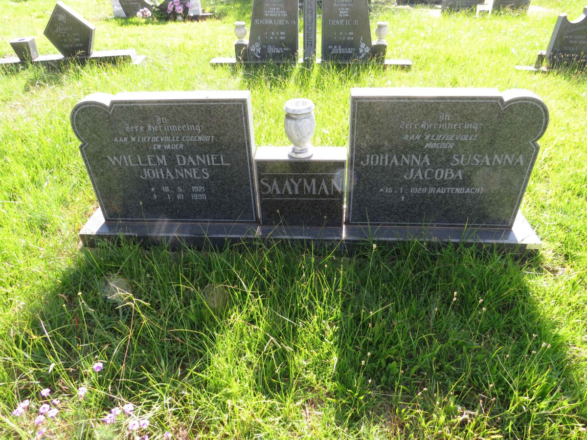 SAAYMAN Willem Daniel Johannes 1921-1990 & Johanna Susanna Jacoba RAUTENBACH 1928-