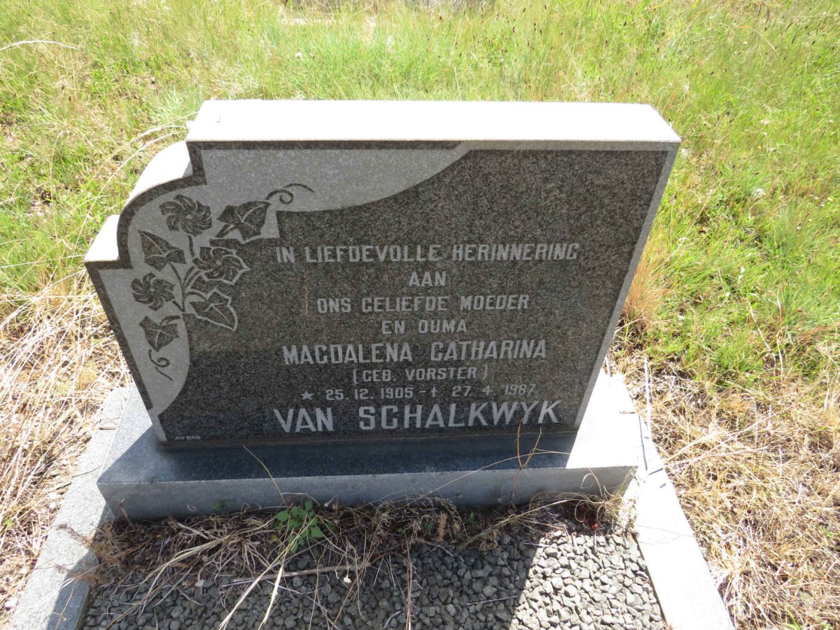 SCHALKWYK Magdalena Catharina, van nee VORSTER 1905-1987