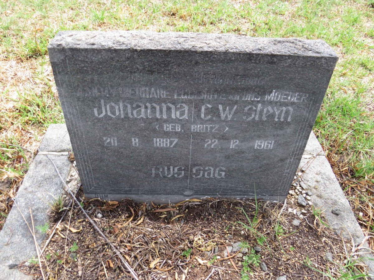 STEYN Johanna C.W. nee BRITZ 1887-1961
