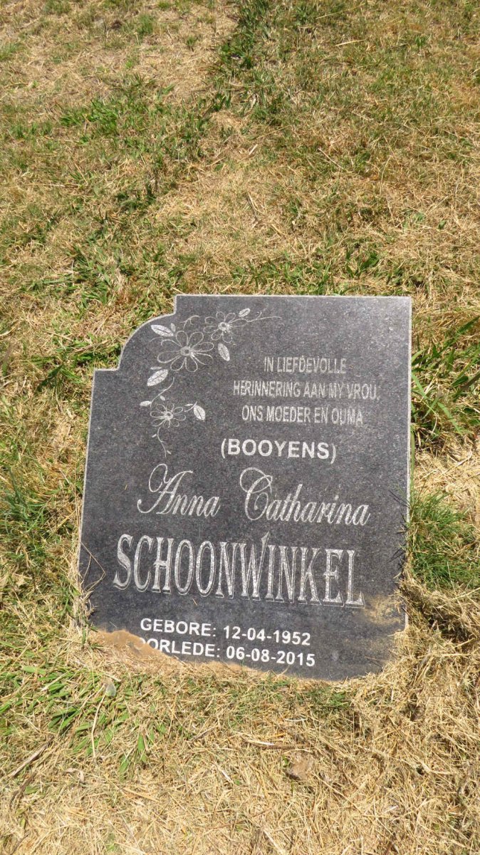 SCHOONWINKEL Anna Catharina nee BOOYENS 1952-2015