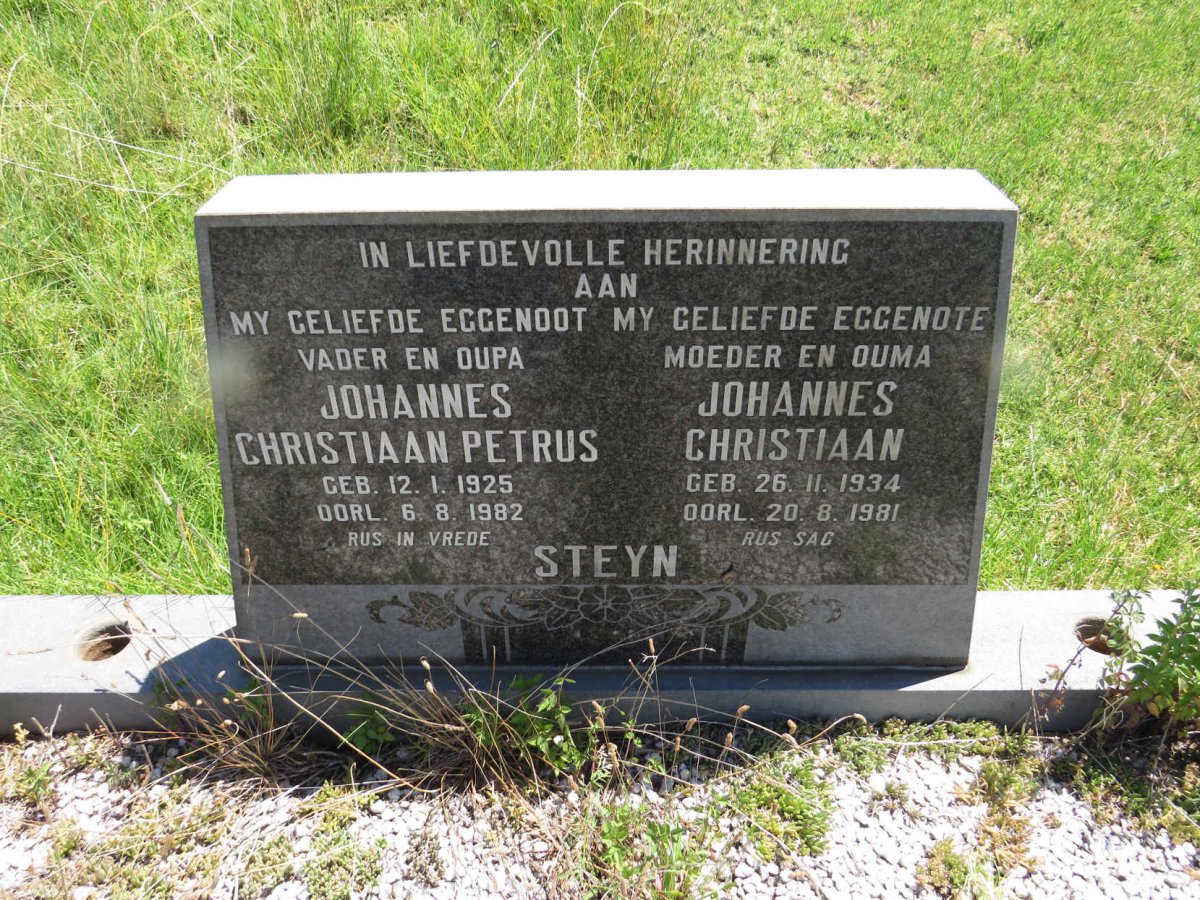 STEYN Johannes Christiaan Petrus 1925-1982 :: STEYN Johannes Christiaan 1934-1981