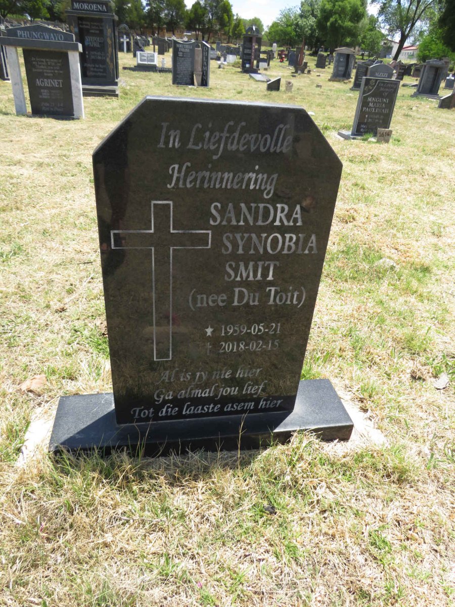 SMIT Sandra Synobia nee DU TOIT 1959-2018