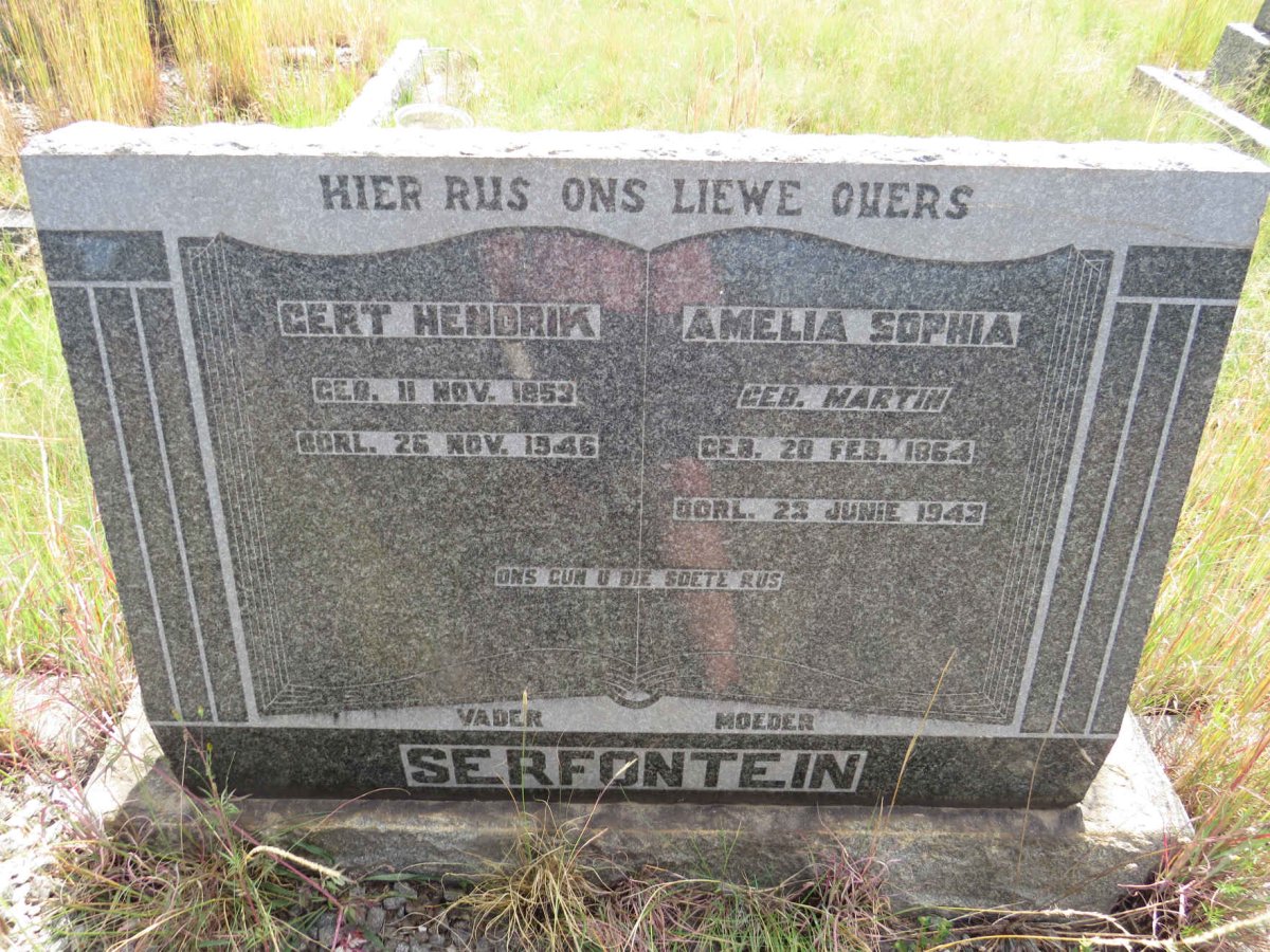 SERFONTEIN Gert Hendrik 1853-1946 & Amelia Sophia MARTIN 1864-1943