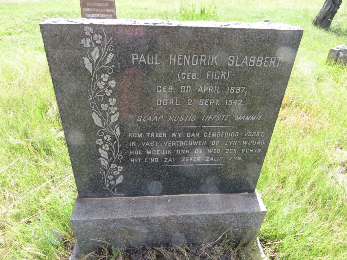 SLABBERT Paul Hendrik nee FICK 1887-1942
