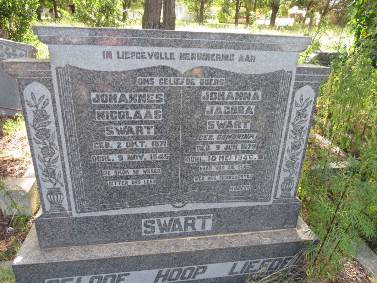 SWART Johannes Nicolaas 1871-1945 & Johanna Jacoba COMBRINK 1879-1948