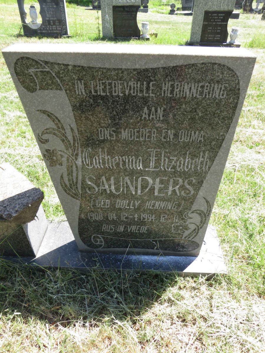 SAUNDERS Catherina Elizabeth nee HENNING 1908-1994